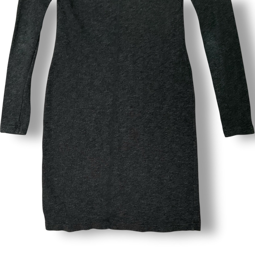 James Perse Knit Sweater Dress Sz S Wide Neck Bodycon Minimalist Gray - Picture 8 of 12